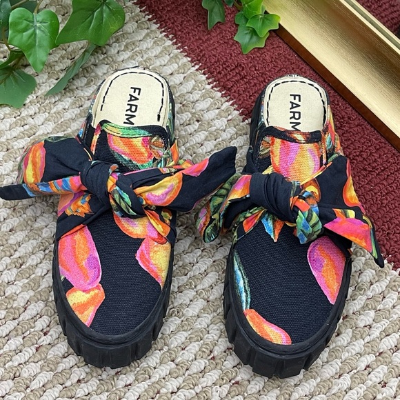 FARM RIO Cashew Platform Mule In Cashew Black Size 7 Brand new - Picture 7 of 15